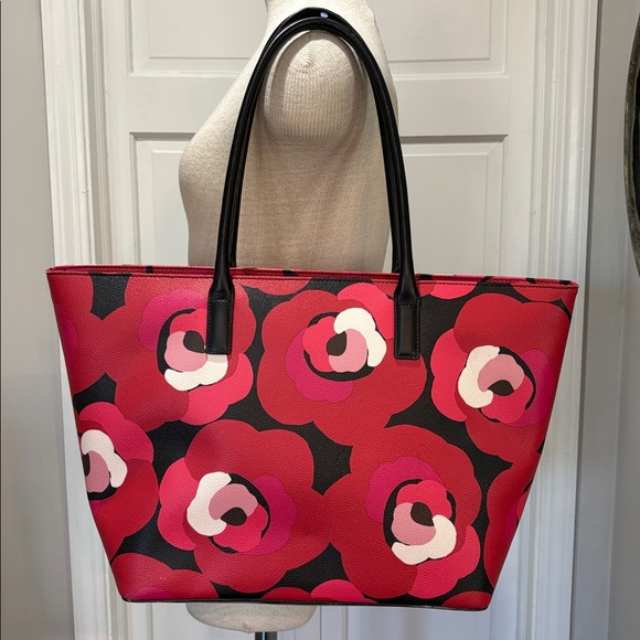 Kate Spade floral pebbled leather tote purse - Picture 4 of 13